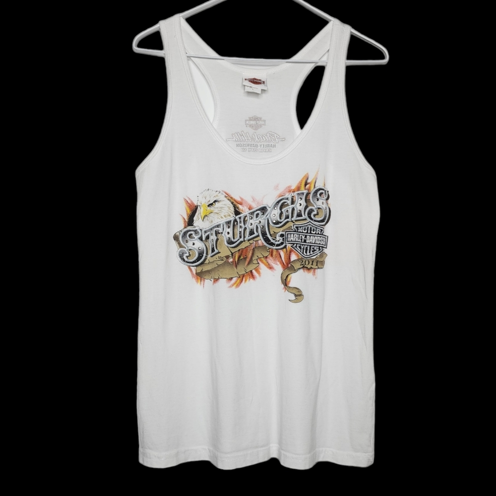 Harley Davidson Tank Top T Shirt - Rapid City , SD - Women's Large - White